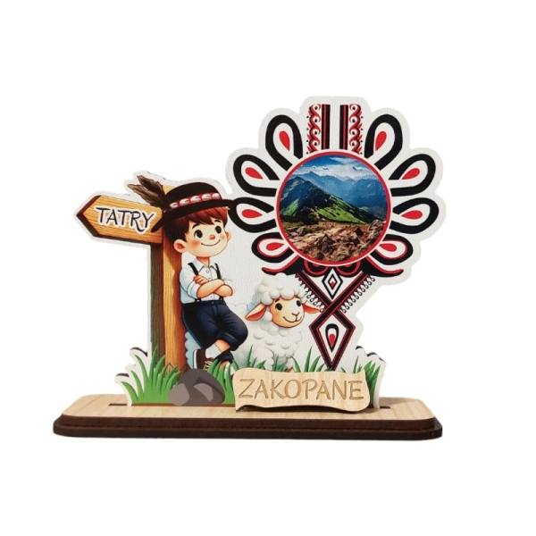 Drewniany Góral z parzenicą na podstawce + widok